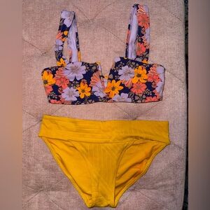 Aerie Vibrant Floral & Yellow Bikini